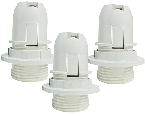 E14 Lamp Holder, Bulb Holder, E14 Light Fitting, E 14 Lamp Holder Fitting, Table Lamp Fittings for Table Ceiling Pendant Lights Fittings Parts in White Plastic (3 Pack)