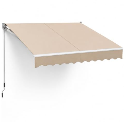 Tenda Da Sole Con Sistema A Manovella E Angolazione Regolabile Struttura In Alluminio Resistente Ideale Per Balcone Terrazza Veranda Giardino Design Moderno 250 x 200 Cm Beige