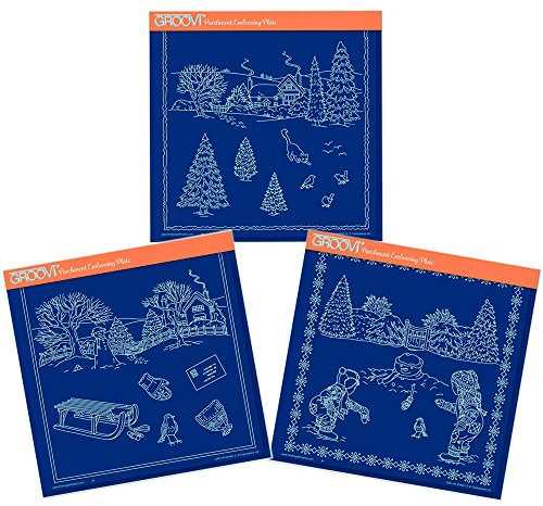 Groovi A4 Square Plates - Winter Scenes Collection (Set of 3)