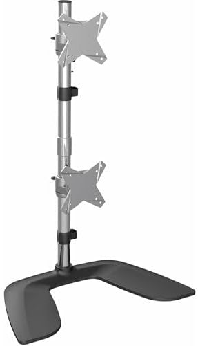StarTech Vertical Dual Monitor Stand - Ergonomic Desktop Stacked Two Monitor Stand up to 27