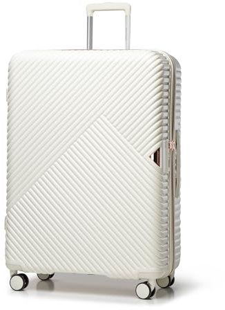 WITTCHEN GL Style Line | Reisekoffer Rollkoffer Trolley Großer Koffer Handgepäck Hartschale aus Polycarbonat mit 4 Zwilling-Rollen Zahlenschloss Teleskopgriff GL Style Größe L Weiß