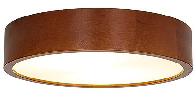 Licht-Erlebnisse Deckenlampe Glas Holz rustikal Flur Wohnzimmer Ø37 cm E27 blendarm 2-flammig Modern rund flache Deckenleuchte Treppenhaus ARBARO