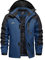 EKLENTSON Herren Winterjacke Skijacke Gefütterte Warme Wanderjacke Schnee Jacke mit Kapuze, (Denim Blau, 3XL)