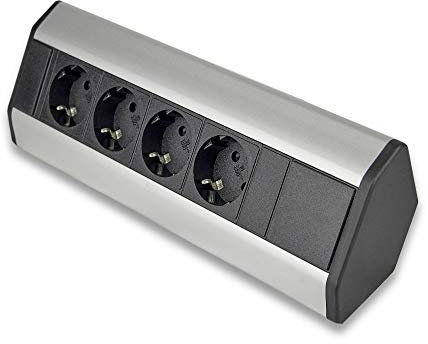 Möbel-Steckdose ideal für Küche und Büro - vertikale & horizontale Montage - 4-fach Ecksteckdose mit 1,8m Kabel Steckdosenleiste Aufbausteckdose Küchensteckdose