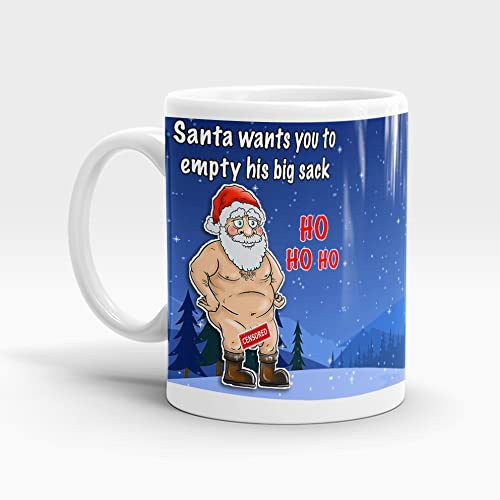 Coffee Cup Funny Naughty Santa Favourite Birthday Gifts for Women Men, 11 oz Novelty Mug for Best Friend, Happy Birthday Mug Thirty Party Cup Idea as a Joke Anniversary Best Adult Present