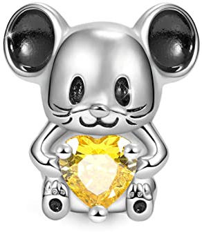 GNOCE Süße Tiere Umarmt Herz Charms Bead 925 Sterling Silber Edelstein Charm Schmuck Geschenk für Frauen Mädchen Tochter Fit Schlangenkette Armbänder/Halskette