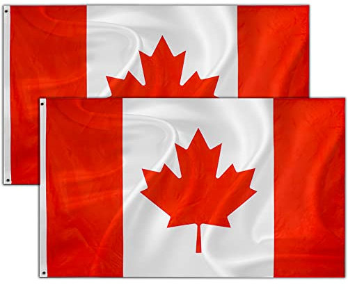 2 Stück Kanada Fahne | Flagge Canada | Wetterfeste Kanadische Flagge mit Messing-Ösen | Fahne Flagge CA Canada Kanada | 90 x 150 cm | Kräftige Farben | Top Qualität