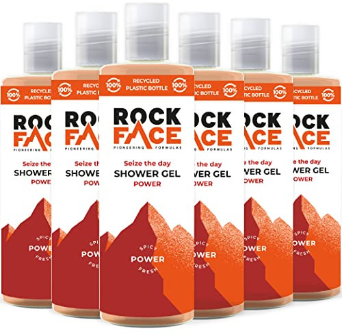 Rockface Gel douche pour homme, gel douche tout en un pour homme, parfum masculin épicé, puissant, lot de 6 x 410 ml