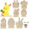 Qunkun Hasen aus Holz zum Bemalen, 8 Stück DIY Osterhase Deko, Ostern Basteln Holz, Osterhase Kinder Bastelsets, Osterhase Holzhuhn Holzeier mit 12 Stift+Selbstklebend Puppe Auge
