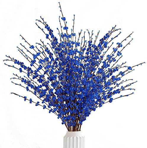 Sggvecsy Künstliche Jasmin-Blumenstrauß, 74 cm lang, künstliche Jasmin-Pflanzen, trockene Zweige für Hochzeit, Zuhause, Party, Büro, Hotel, Restaurant, Küche, Dekoration (blau)