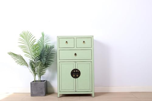 Yajutang chinesische Kommode Sideboard 3 Schub 2 Türen Mint RAL6019
