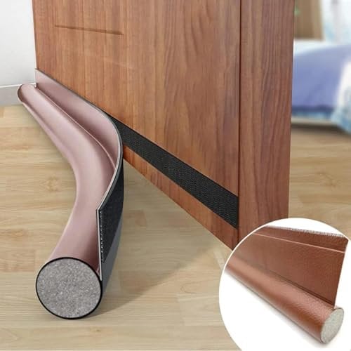 HKDZ Draft Excluder for Doors, 37.8 Inches Draught Excluder for Doors, Noise Blocker Door Draft Excluder Blocker Window, Washable, Dust Proof, Removable, Adjustable Door Sweeps Brown (EverKun-Door3)