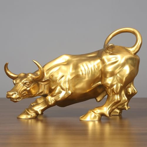 YouFine Wall Street Bull Statue, handgefertigte Bronze Stier-Skulptur, Glück & Reichtum Symbol für Haus & Büro Dekoration, perfekte Investition & Börse Geschenk für Sammler
