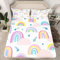 Regenbogen Spannbettlaken 90x200 cm, Mikrofaser Bettlaken für Kinder, 3D Mädchen Bettlaken Spannbetttuch 90 x 200 für Matratze bis 30 cm Höhe Mit 1 x Kissenbezügen D1949