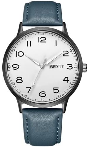 CIVO Armbanduhr Herren Blau Lederarmband: Analog Herrenuhr Datum Wasserdicht Leuchtend Quarz - Minimalistisch Uhren Geschenke für Männer