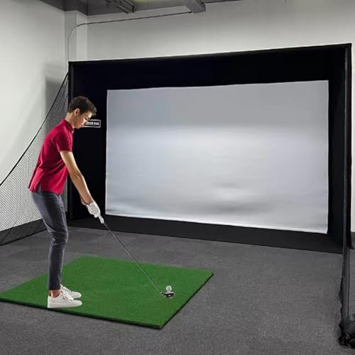 Obokidly DIY and Full Golf Simulator Enclosures with Parabolic Screen and Frame Strike Curtain;Golf Simulator Enclosure frame use with Golf Launch Simulators and Monitors (W/9'10 x H/9'10 x D/9'10ft)