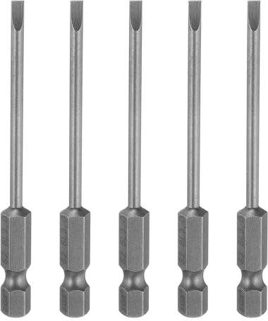 QUARKZMAN 5 Stück Flachkopf Schlitz Spitze Schraubendreher Bits Set S2 Magnetische Schlitz Schraubendreher Bits SL3.0 mit 1/4 Zoll Sechskantschaft 3 mm
