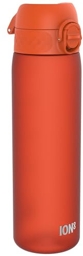ion8 Botella Agua, 500ml, a Prueba de Fugas, Fácil de Abrir, Cerradura Segura, Apta para Lavavajillas, Sin BPA, Asa de Transporte, Fácil de Limpiar, Neutro en Carbono, Naranja Cálido