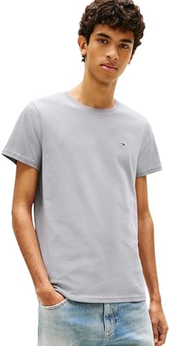 Tommy Jeans Herren T-Shirt Kurzarm Original Slim Fit, Grau (Gravel Grey), XL