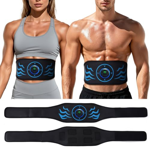 EGEYI ABS Trainer Muscle Stimulator, EMS Muscle Stimulator fitness electric stimulators, Abdominal Muscle Stimulator for Men and Women, ABS Stimulator for/Waist/Leg/Arm, 8 Modes 19 Intensities