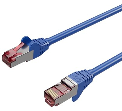 Kabelbude.eu Netzwerkkabel Ethernet LAN Patchkabel Cat 6A S/FTP PIMF GHMT Halogenfrei RJ45 Blau 0,50m