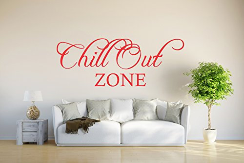 INDIGOS UG - Wandtattoo Wohnzimmer - Wandaufkleber Chill Out Zone- rot - 120x45 cm - Aufkleber Kinderzimmer Schlafzimmer Küche Badezimmer Büro Dekoration