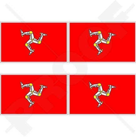 ISLE von MAN Flagge MANX UK Großbritannien UK TT Rennen 50mm Auto & Motorrad Aufkleber, x4 Vinyl Stickers