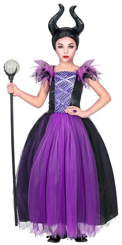 W WIDMANN MILANO Party Fashion - Costume Malefizia per bambini, vestito, copricapo, Halloween, carnevale, festa a tema