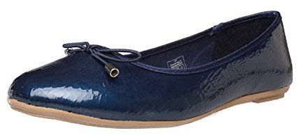 Fitters Footwear That Fits Damen Ballerina Mila Synthetik Lack Ballerinas klassisch mit Schleife Übergröße (42 EU, Navy)