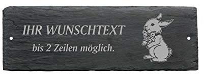 Türschild HASE - mit Wunschtext - aus Schiefer - 22 x 8 cm