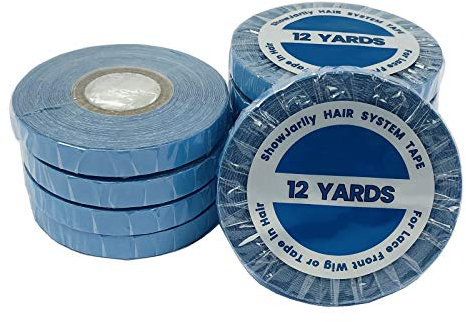 ShowJarlly Doppelseitiges Klebeband Tape Extensions klebeband, Für Perücke & Haarverlängerungen, 1 Rolle Blau, Packband mit Lace-Ansätzen Spitze Vorne Unterstützung Bandrolle 0.8cm * 12Yard