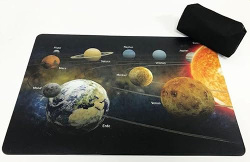 Schreibtischunterlagen Set Planeten/Sonnensystem 40 x 60 cm mit schwarzem Stiftemäppchen