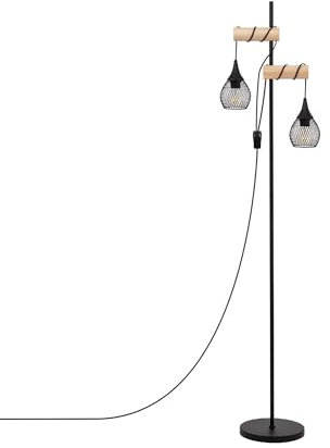 LEDKIA LIGHTING - Monah Stehleuchte | Modernes Design | E27 Fassung für vielseitige Beleuchtung | Aluminium & Holz | Geeignet für Wohnzimmer, Küche & Schlafzimmer, Schwarz, Aluminium