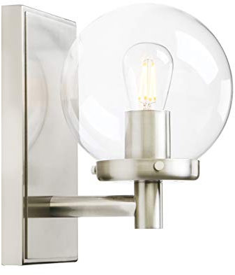 Yosoan Industrial Glass Wall Sconce Lighting, Globe Up/Down Wall Light Fitting for Kitchen,Bedroom,Dining Room,Restaurant, Living Room (Brushed)