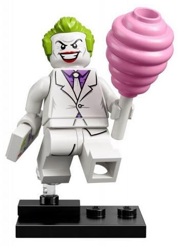 LEGO Minifigur: Joker im weißen Anzug (aus der Sammelfiguren Serie DC Super Heroes) mit Zubehör