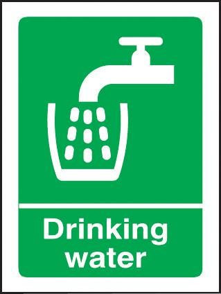 Schild, Trinkwasser, Sav, Außenhöhe 100 mm, Außenbreite 75 mm, Schildfarbe weiß auf grün, Schild Legende Trinkwasser, Schild Material Vinyl, Schild Typ allgemein, persönlicher Schutz &