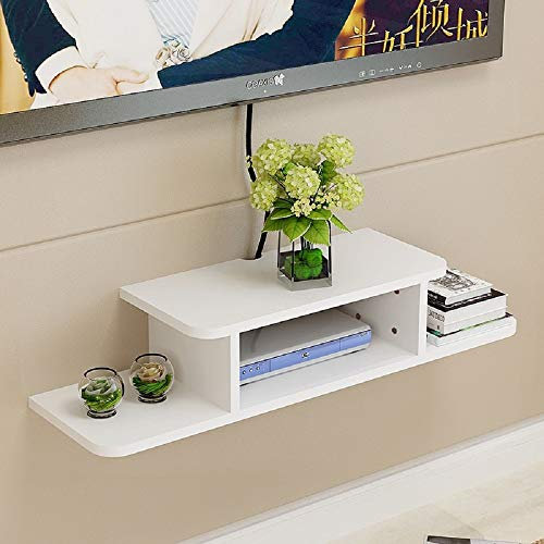 HAI+ Schwebendes TV-Regal Wandmontierte Medienkonsole Router DVD Regale für PS4/Kabelbox/DVD-Player/Spielkonsole Streaming Media Equipment (35.4, Weiß)