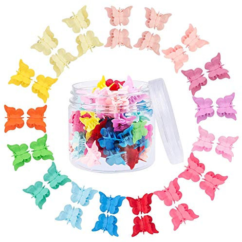 XCOZU Fermagli per Capelli di Farfalla, 50 Pezzi Piccolo Mollette per Capelli Artigli dei Capelli con Scatola per Bambino e Bambine e Donne, Circa 14 Colori