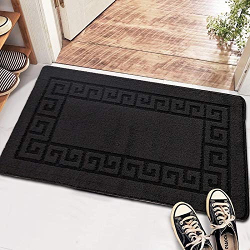 PHP Non Slip Indoor Door Mat, Heavy Duty 40 x 60 cm Waterproof Gel Back Welcome Front Door Mat, Floor Mats for Home, Kitchen and Bedroom Decor -Black