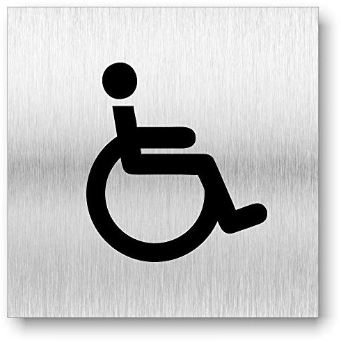Targhetta per porta per WC con disabili, stampa UV, 12 x 12 cm, 3 mm, in alluminio composito – Made in Germany – Art. n. 2109