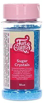 FunCakes Sugar Crystals Blau: Kuchenstreusel, guter Geschmack, perfekt zum Dekorieren von Kuchen, farbige Zuckerkristalle. 80 g.