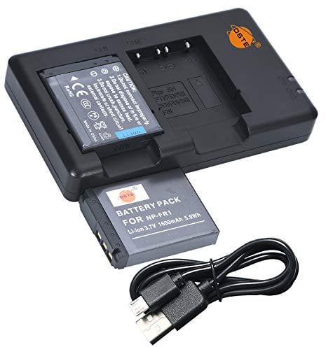 DSTE 3.7V 1600mAh NP-FR1 QIAOJINLIN Lithium Battery Pack(2 Packs) and Dual Charger Compatible with Sony DSC-F88, DSC-G1, DSC-P100, DSC-P150, DSC-P200