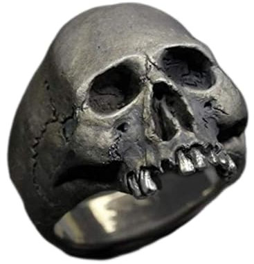 LOKILOKI Vintage Herren Punk Skelett Ring Gothic Punk Geisterkopf Schädel Ring Hip-hop Herren Horror Skelett Lokomotive Rock Biker Schmuck