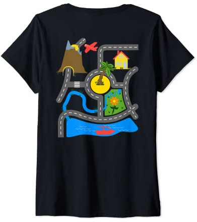 Damen Auto Spielteppich Design Für Kinder Auf Papas Rücken T-Shirt mit V-Ausschnitt