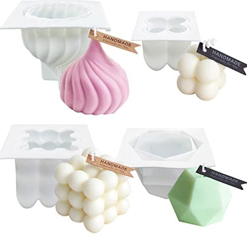 Silicone Candle Mould, 4PCS Bubble Candle Moulds for Making, Soap Making Resin Mould for Handmade Chocolate, Pudding, Clay, Ornament