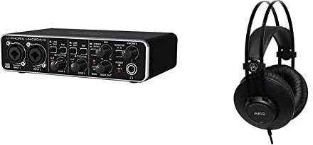 Behringer U-PHORIA UMC204HD, scheda audio/interfaccia MIDI 2x4 USB, 24-Bit/192 kHz, con preamplificatore microfonico Midas per audiofili & AKG K52 Closed Back Cuffie, Nero