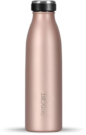720°DGREE Edelstahl Trinkflasche 500ml “milkyBottle” - 12h Heiß, 24h Kalt | Auslaufsicher bei Kohlensäure, BPA-Frei - Thermosflasche schmal, schlank edel - Ideal für Kinder, Sport, Schule, Job, Outdoor
