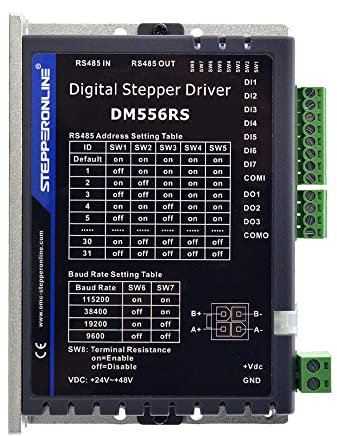STEPPERONLINE Modbus RS485 - Controlador paso a paso 0.1-5.6A 24-48VDC para motor paso a paso Nema 17, 23, 24