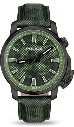 Police Herren Analog Quarz Uhr mit Leder Armband PEWJD2202701
