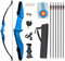Monleap Archery 53 Takedown Recurve Bogen und Pfeile Set für Erwachsene Langbogen-Kit Gerader Bogen für die Linke und rechte Hand für Anfänger beim Jagdschießen (Blau, 20 lb)